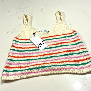 Zara NWT Knitted striped tank top